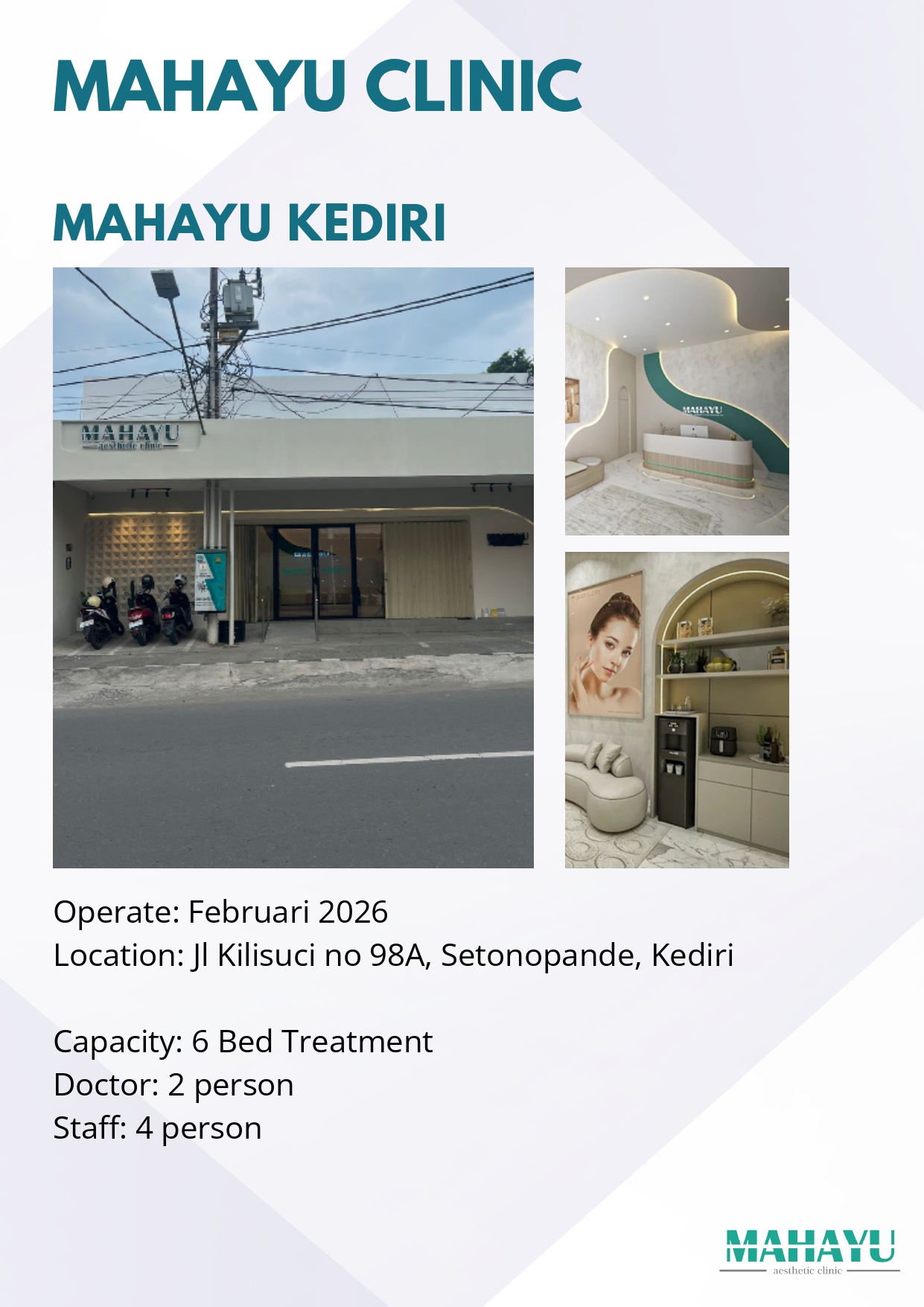 Fasilitas dan Ruang Perawatan Mahayu Kediri
